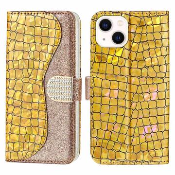 Croco Bling Serie Samsung Galaxy A13 5G Wallet Hülle - Roségold