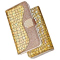 Croco Bling Serie iPhone 13 Pro Wallet Hülle - Gold