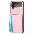 Crocodile Serie Samsung Galaxy Z Flip4 5G Schutzhülle mit Geldbörse - Pink