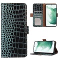 Crocodile Serie Samsung Galaxy A53 5G Lederhülle mit Geldbörse mit RFID - Grün