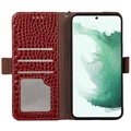 Crocodile Serie Samsung Galaxy A53 5G Lederhülle mit Geldbörse mit RFID - Rot