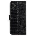 Crocodile Serie Samsung Galaxy Xcover6 Pro Lederhülle mit Geldbörse mit RFID - Schwarz