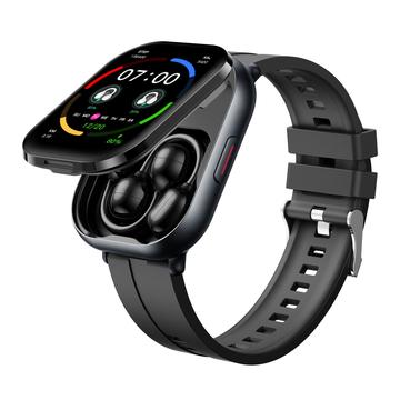 D12 2-in-1 Smartwatch mit kabellosen Ohrhörern zum Anstecken - Silikonarmband
