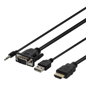Deltaco VGA zu HDMI Adapterkabel mit Audio - 1m