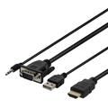 Deltaco VGA zu HDMI Adapterkabel mit Audio - 2m