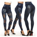 Denim Fashion Slim-Fit-Leggings mit Hoher Taille - XS - Dunkel Blau