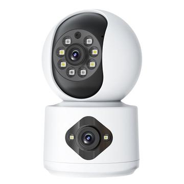 Dual-Lens 4MP WiFi Sicherheitskamera mit 360 Tracking, Zwei-Wege-Audio