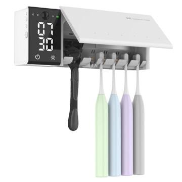 ES909 Smart UV-Zahnbürstenreiniger mit LED-Uhr, Timer - Weiß
