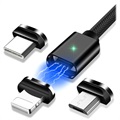 Essager 3-in-1 Magnetisches Kabel - USB-C, Lightning, MicroUSB - 1m - Schwarz