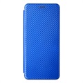 Motorola Moto G51 5G Flip Hülle - Karbonfaser - Blau