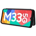 Samsung Galaxy M33 Flip Hülle - Karbonfaser - Schwarz