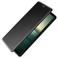 Sony Xperia 1 IV Flip Hülle - Karbonfaser - Schwarz