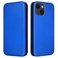iPhone 15 Flip Hülle - Karbonfaser - Blau