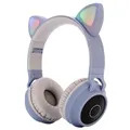 Faltbares Bluetooth Katzenohr Kinder Kopfhörer - Blau