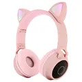 Faltbares Bluetooth Katzenohr Kinder Kopfhörer - Rosa