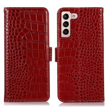 Crocodile Serie Samsung Galaxy S23 5G Lederhülle mit Geldbörse mit RFID