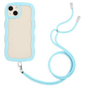 Wavy Edge iPhone 14 Plus Hybrid Case mit Schlüsselband - Blau