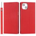 iPhone 14 Lederhülle mit Geldbörse und RFID - Rot
