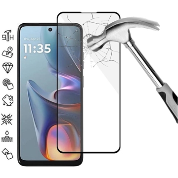 Motorola Moto E15 Full Cover Panzerglas - 9H - Schwarz Rand