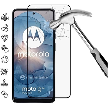 Motorola Moto G24 Full Cover Panzerglas - 9H - Schwarz Rand