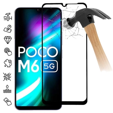 Xiaomi Poco M6 Full Cover Panzerglas - 9H - Schwarz Rand