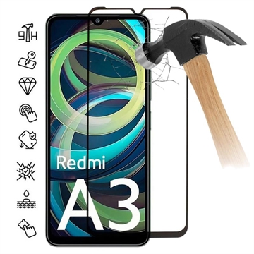 Xiaomi Redmi A3 Full Cover Panzerglas - 9H - Schwarz Rand