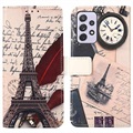Glam Serie Samsung Galaxy A73 5G Schutzhülle mit Geldbörse - Eiffelturm