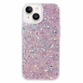 iPhone 15 Plus Glitter Flakes TPU Hülle - Rosa