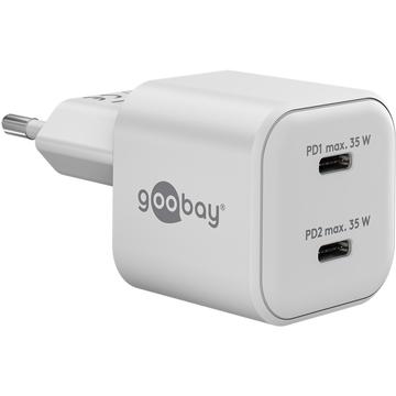 Goobay Nano GaN Dual USB-C PD Schnellladegerät 35W