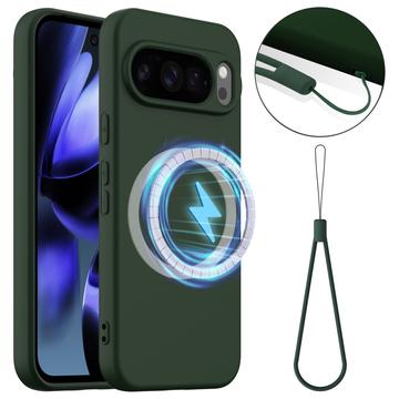 Google Pixel 10 Pro Liquid Silikonhülle - MagSafe-kompatibel - Dunkel Grün