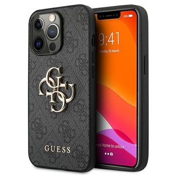 Guess 4G Big Metal Logo iPhone 13 Pro Hybrid Case - Schwarz