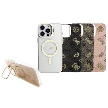 iPhone 16 Pro Max Guess Galvanisiertes Standkamera-Rahmen-Magsafe-Hülle mit austauschbaren Hintergründen