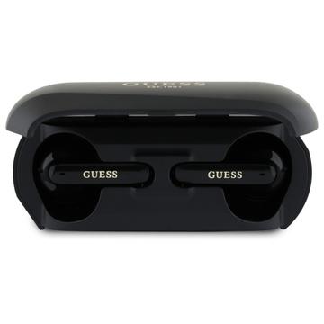 Guess Elongated Metallic Printed Logo Kabellose Kopfhörer mit Ladeetui - Schwarz