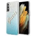 Guess Glitter Gradient Script Samsung Galaxy S21 5G Hülle - Blau