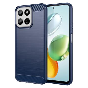 Honor 200 Smart/X7c 4G/5G Gebürstete TPU Hülle - Karbonfaser - Blau