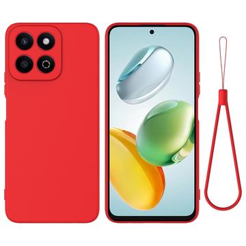 Honor 200 Smart/X7c 4G/5G Liquid Silikonhülle mit Handschlaufe - Rot