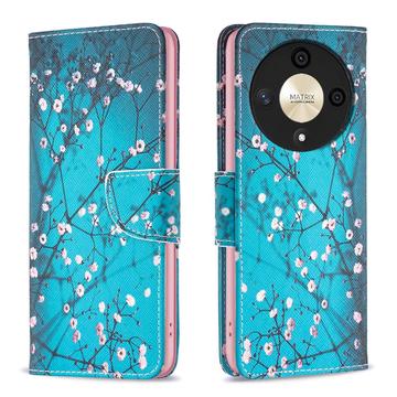 Honor Magic6 Lite/X9b Wonder Serie Wallet Hülle - Weiß Blumen
