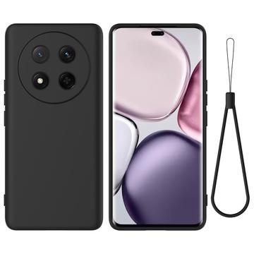 Honor X60 Pro/X9c/Magic7 Lite Liquid Silikonhülle mit Handschlaufe - Schwarz