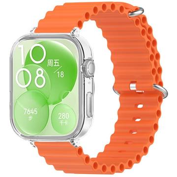 Huawei Watch Fit 3 Sport Silikonarmband mit Hülle - Orange