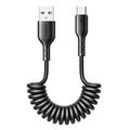 Joyroom 3A Easy-Travel Spiralkabel Schnellladung USB-A zu USB-C Kabel - 1.5m - Schwarz