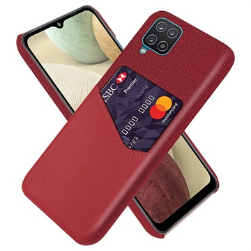 KSQ Samsung Galaxy A12 Hülle mit Kartentasche - Rot