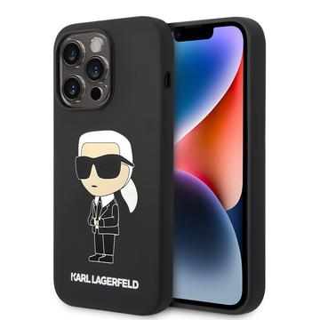 iPhone 15 Pro Karl Lagerfeld Ikonik Silikonhülle - Schwarz