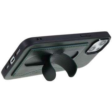 iPhone 14 Plus Beschichtet Cover mit Kartenschlitz und Ständer - Grün