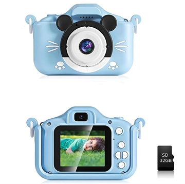 Kinder Digitalkamera mit 32GB Speicherkarte (Offene Verpackung - Ausgezeichnet) - Blau