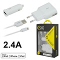 Ksix 3-in-1 Lightning Lade- Set MFi - 2.4A - Weiß