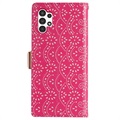 Lace Pattern Samsung Galaxy A13 Wallet Hülle - Hot Pink