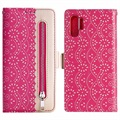 Lace Pattern Samsung Galaxy A32 5G/M32 5G Wallet Hülle - Hot Pink