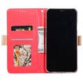 Lace Pattern iPhone 11 Pro Schutzhülle mit Geldbörse - Hot Pink