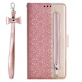 Lace Pattern Samsung Galaxy S22 5G Wallet Hülle - Rosa