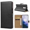 OnePlus 7 Pro Leder Wallet Hülle mit Stand - Schwarz